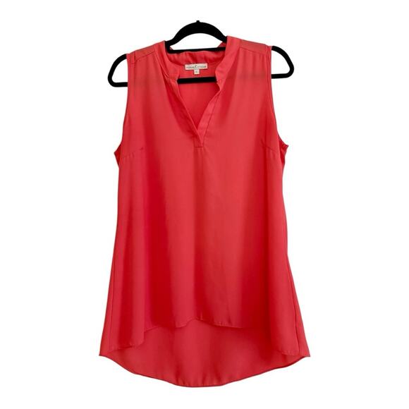 Moa Moa Coral V-Neck Sleeveless Blouse - Picture 1 of 4